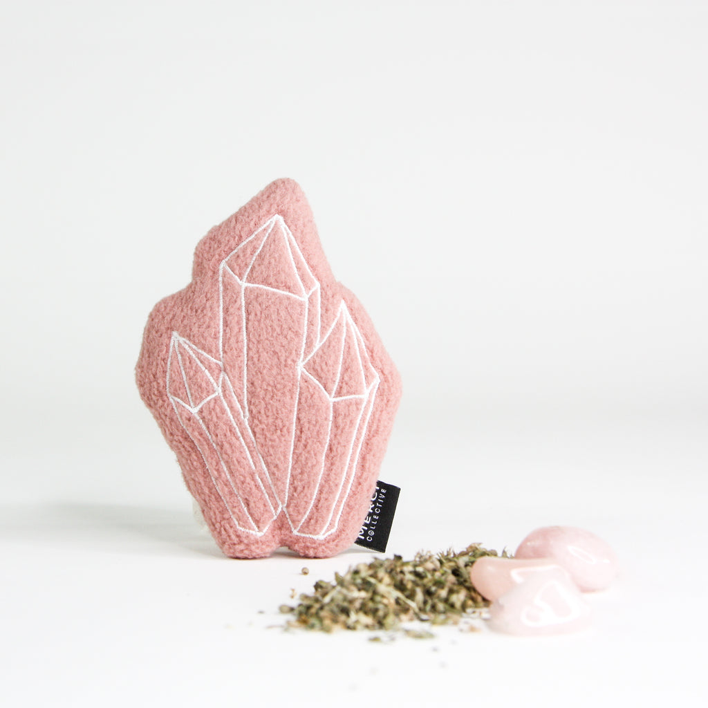 Crystal healing rose quartz catnip cat toy rose color